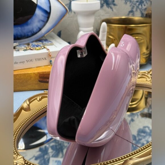 🆕 LULU GUINNESS 🧿 NWOT Iconic Lips Perspex Clutch - Light Magenta - Picture 10 of 16